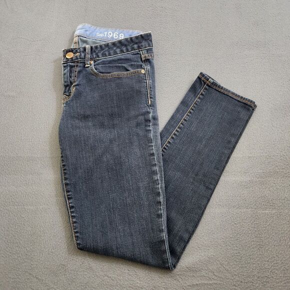 Gap Denim - GAP 1969 Women 29/8 Blue Dark Wash Low Rise Always Skinny Stretch Denim Jeans